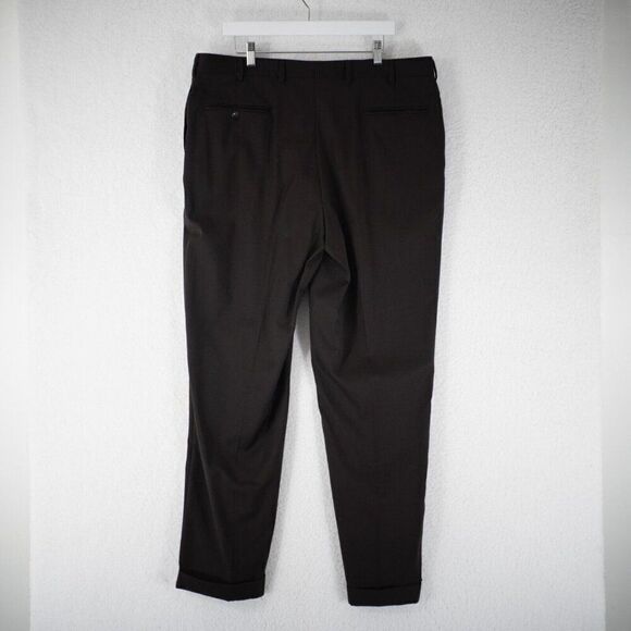 Jos A Bank Signature Brown Flat Front High Rise Dress Pants 39/32 Lined Partiall - Picture 3 of 6